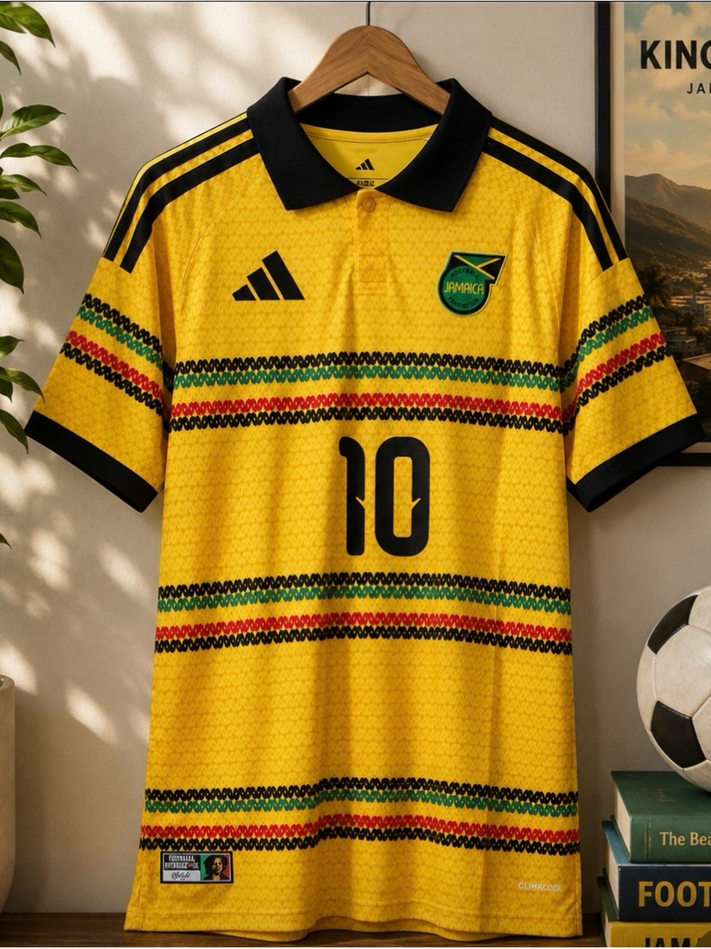 adidas Jamaica Yellow Soccer Jersey with Black Accents
